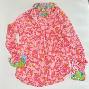 Lilly Pulitzer Pink and Orange Tropical Shirt